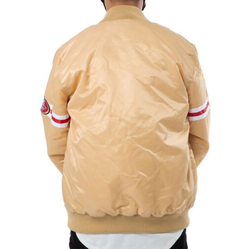 San Francisco 49ers Gold Striped Satin Jacket - Image 2