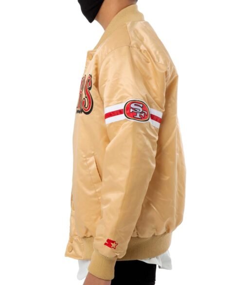 San Francisco 49ers Starter Bomber White/Gold Jacket - Image 10
