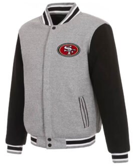 San Francisco 49ers Varsity Gray and Black Wool Jacket