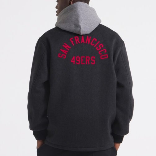 San Francisco 49ers Heather Black Coaches Wool Jacket - Image 2