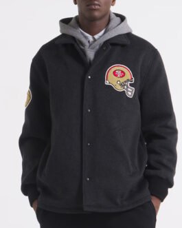 San Francisco 49ers Heather Black Coaches Wool Jacket