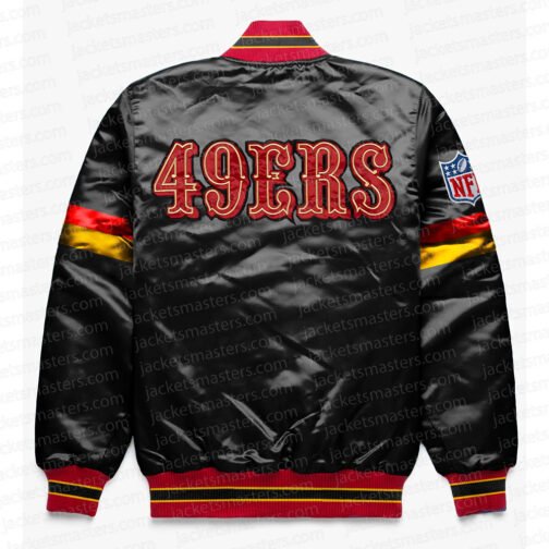 San Francisco 49ers Home Game Black Satin Jacket - Image 2