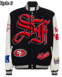JH San Francisco 49ers Varsity White and Black Jacket