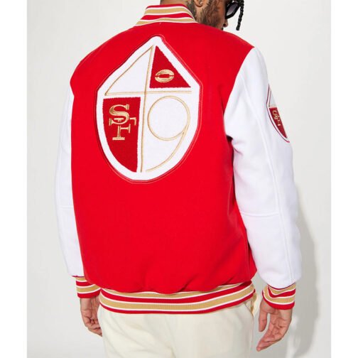 San Francisco 49ers Red/White Varsity Jacket - Image 2
