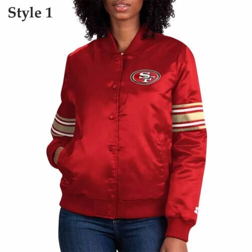 Scarlet San Francisco 49ers Line Up Red Satin Jacket
