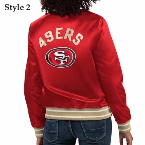 Scarlet San Francisco 49ers Line Up Red Satin Jacket - Image 4