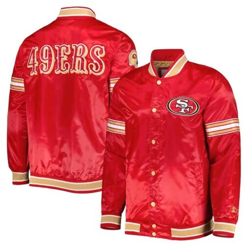 Scarlet San Francisco 49ers Midfield Satin Jacket - Image 3