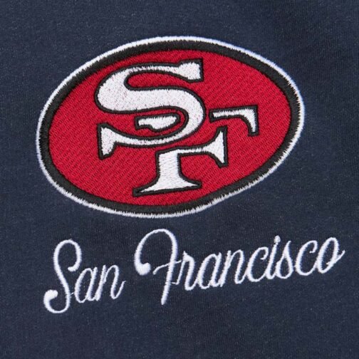 San Francisco 49ers Navy and White Fleece Varsity Jacket - Image 3