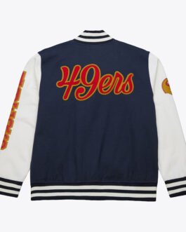 San Francisco 49ers Navy and White Fleece Varsity Jacket