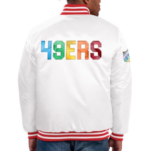 San Francisco 49ers Pride White Satin Jacket - Image 2
