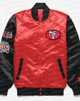 San Francisco 49ers Red and Black Satin Jacket