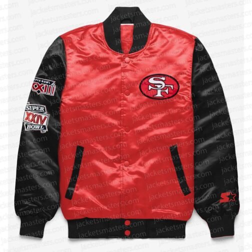 San Francisco 49ers Red and Black Satin Jacket