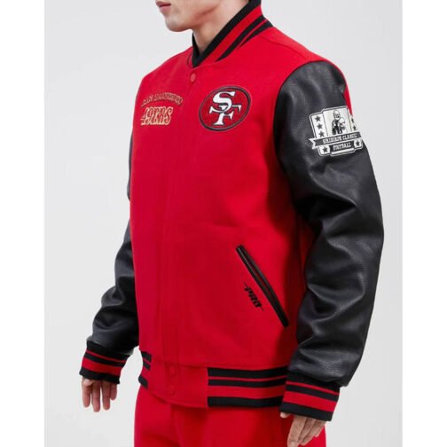 San Francisco 49ers Varsity Red and Black Jacket - Image 4