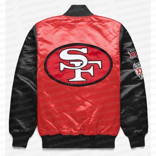 San Francisco 49ers Red and Black Satin Jacket - Image 2