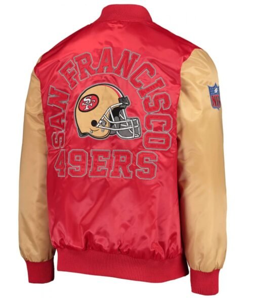 San Francisco 49ers Satin Red and Gold Jacket - Image 2