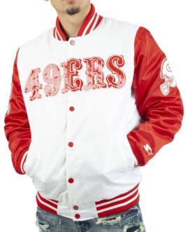 San Francisco 49ers White and Red Satin Jacket