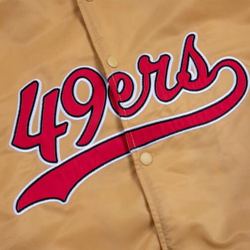 San Francisco 49ers Red and White Rib Bomber Gold Jacket - Image 6