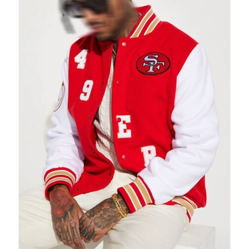 San Francisco 49ers Red/White Varsity Jacket - Image 6