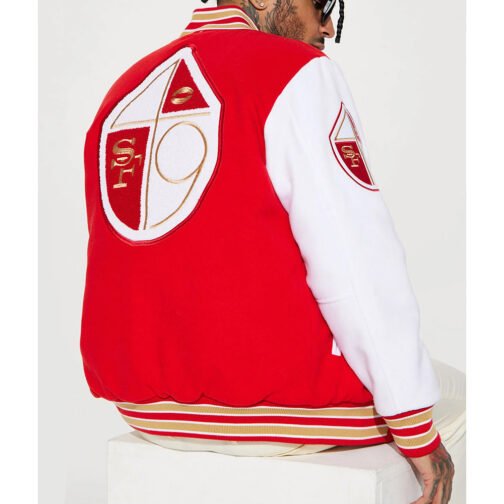 San Francisco 49ers Red/White Varsity Jacket - Image 4