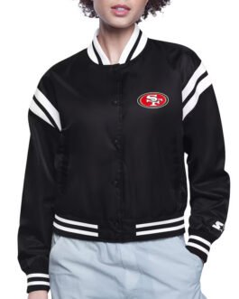 San Francisco 49ers Printed Logo Varsity Satin Jacket