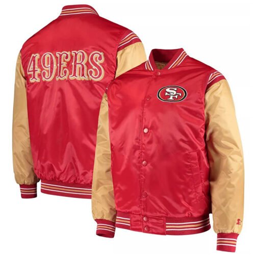 San Francisco 49ers Scarlet and Gold Satin Jacket - Image 3