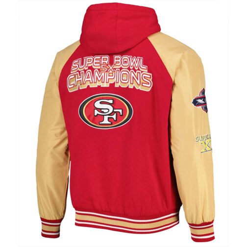 Varsity San Francisco 49ers Scarlet Super Bowl 5X Champions Jacket - Image 2