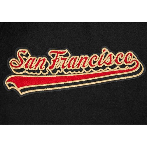 San Francisco 49ers Script Tail Classic Rib Varsity Jacket - Image 8