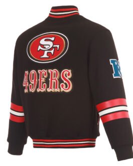 San Francisco 49ers Striped Black Varsity Wool Jacket