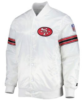 The Power Forward San Francisco 49ers White Satin Jacket