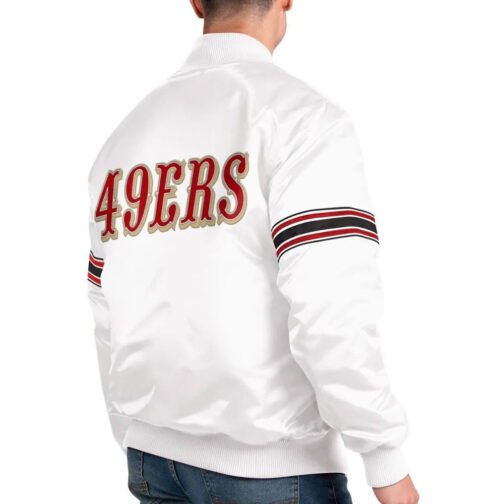 The Power Forward San Francisco 49ers White Satin Jacket - Image 5