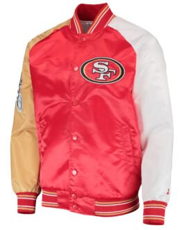 San Francisco 49ers The Reliever Varsity Scarlet Satin Jacket