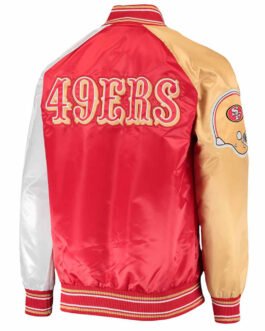 San Francisco 49ers The Reliever Varsity Scarlet Satin Jacket