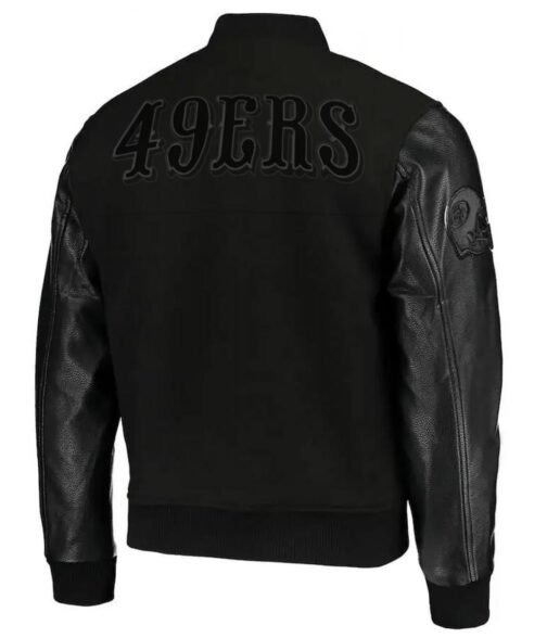 Varsity San Francisco 49ers Black Wool/Leather Jacket - Image 2