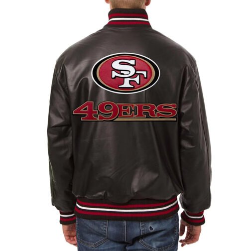 San Francisco 49ers Varsity Black Leather Jacket - Image 2