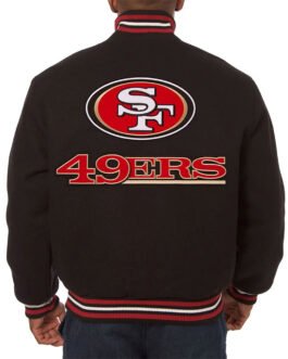 San Francisco 49ers Embroidered Black Wool Jacket