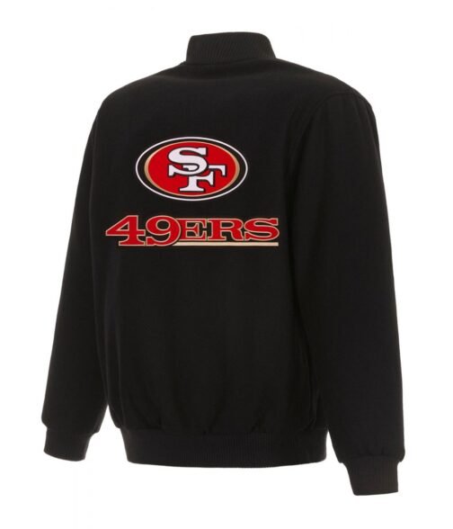 Varsity San Francisco 49ers Black Wool Jacket - Image 2