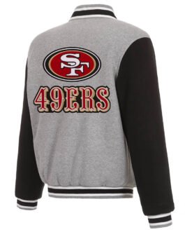 San Francisco 49ers Varsity Gray and Black Wool Jacket