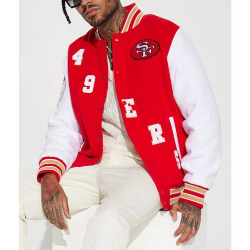 San Francisco 49ers Red/White Varsity Jacket - Image 3