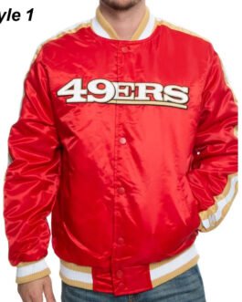 49ERS San Francisco Red/Black Satin Bomber Jacket