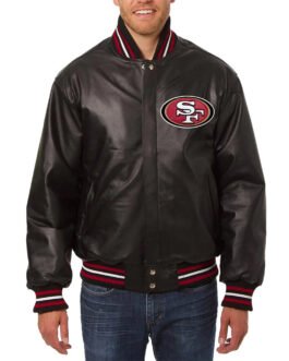 San Francisco 49ers Varsity Black Leather Jacket