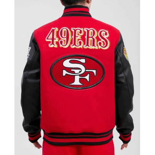 San Francisco 49ers Varsity Red and Black Jacket - Image 2