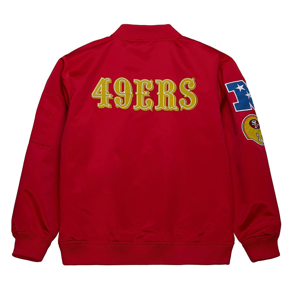 San Francisco 49ers Vintage Logo Red Lightweight Satin Jacket - Image 2