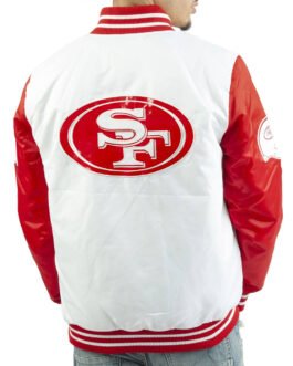San Francisco 49ers White and Red Satin Jacket