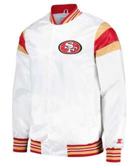 San Francisco 49ers White Varsity Satin Jacket