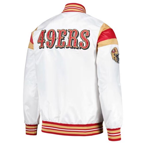 San Francisco 49ers White Varsity Satin Jacket - Image 2