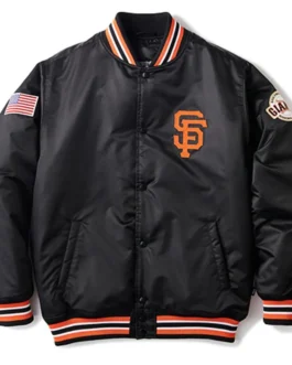 American Flag San Francisco Giants Black Bomber Jacket