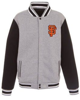 San Francisco Giants Embroidered Black and Gray Varsity Wool Jacket
