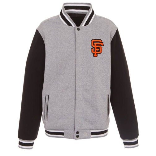 San Francisco Giants Embroidered Black and Gray Varsity Wool Jacket