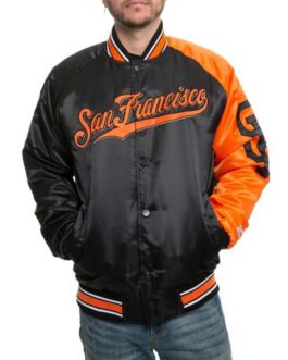 San Francisco Giants Black/Orange Varsity Satin Jacket