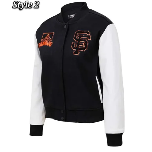 San Francisco Giants Black and White Varsity Jacket - Image 2